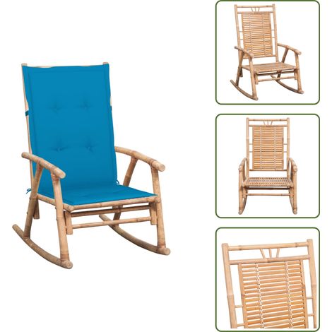 Chaise à bascule avec coussin Bambou - Chaise À Bascule - Chaise De Jardin - Mobilier De Jardin - Fauteuil En Bambou - Chaise Relaxante (1/5)
