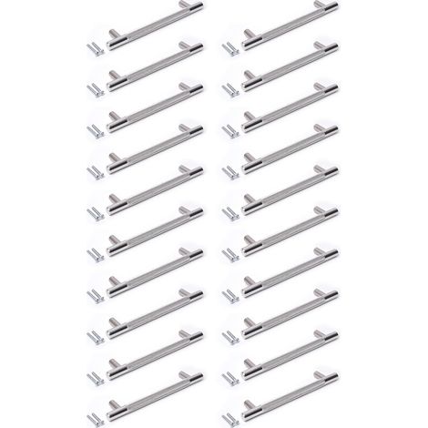 20x Poignée Meuble Inoxydable Poignee de Meuble Cuisine Espacement des Trous de 128mm Acier Brossé Poignée en T pour Porte d'armoire (1/5)