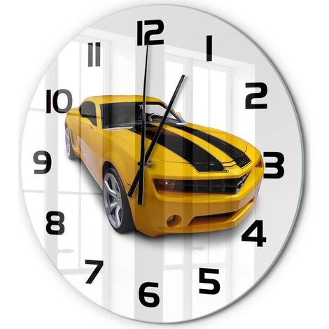 Horloge Murale Ronde Mécanisme Silencieux Verre Trempé Salon Chambre Bureau Voiture de sport fi 60 cm (1/5)