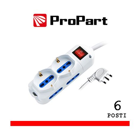 Multipresa 6pos bipasso + bipasso/schuko spina16A +interr.