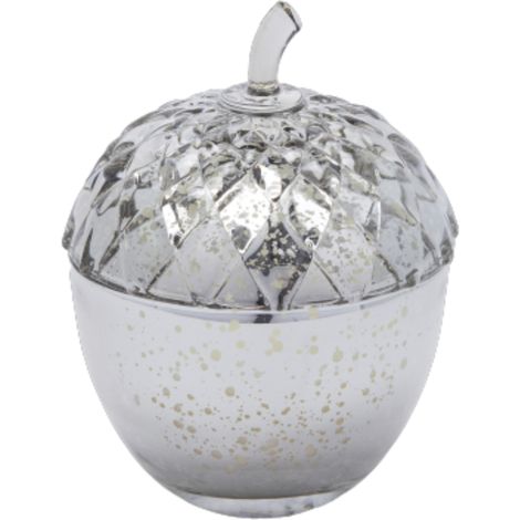 Candela profumata a forma di ghianda con copertura in vetro per decorazioni natalizie altezza 15 cm -Verde (1/5)
