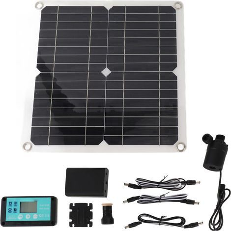 Kit Pompe À Eau Solaire 50W Panneau 22W Fontaine Avec Batterie Contrôleur Synchronisation DC12V (1/4)