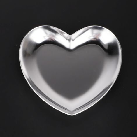 Assiette coeur en acier inoxydable, plateau à thé, coupe-fruits, organiseur cosmétique bijoux (argent) (1/4)
