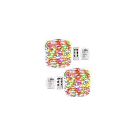 2 x 10 m Lichterketten, IP68 wasserdicht, 200 mehrfarbige LEDs, batteriebetrieben, für Gartenpartys im Freien (1/5)