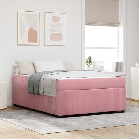 vidaXL Cadre de lit Rose 140 x 200 cm tissu (1/5)