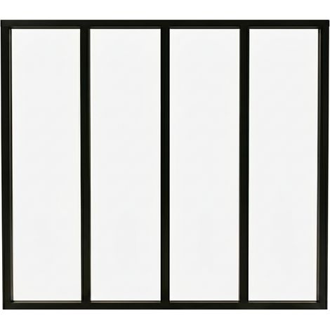 Verrière atelier intérieure aluminium noir 4 vitrages 135 x 117 cm - Décor essentiel - Essentiel - transparent - Verre trempé (1/5)