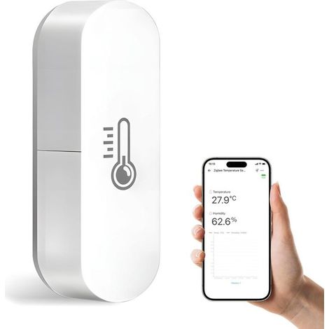 Temperatur und Feuchtigkeitssensor mit intelligentem Alarm Kompatibel mit Alexa und Google Assistant Zigbee 3.0 erforderlich (1/5)