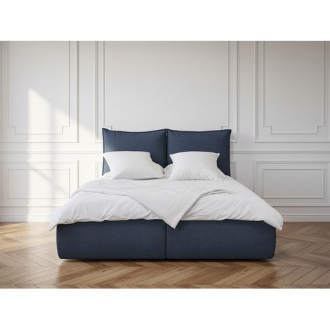 BOBOCHIC - Lit coffre GARANCE avec tête de lit effet oreiller 160x200 Bleu (1/5)