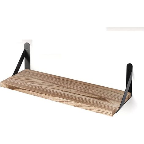 Étagère murale en bois massif, style nordique, étagère murale à un seul panneau, étagère de rangement décorative pour chambre/salon, 40×15cm (support inclus). (1/4)