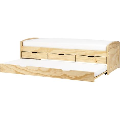 Trundle Bed Pine Wood PETIVILLE 90 x 200 cm (EU Single) Light Brown