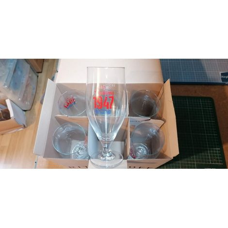 Lot de 6 verres Kronenbourg 1947 - 50 cl - Verres à bière neufs