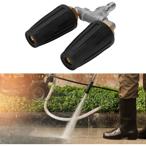 Boquilla turbo de doble rotación de 1/4 de pulgada, de cobre y acero inoxidable, 4000 psi, para limpieza de automóviles y jardines – Negra (1/5)