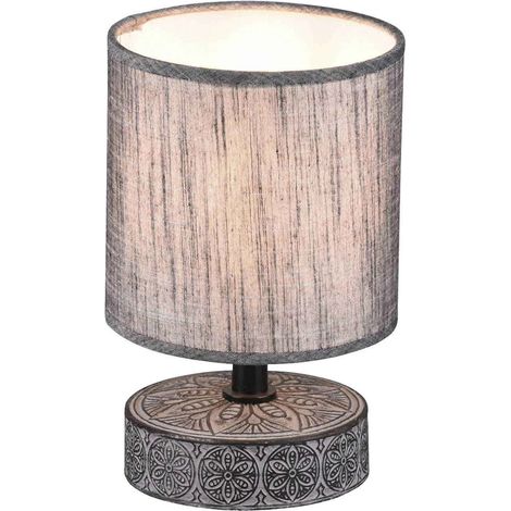 Petit pied de lampe moderne gris en céramique avec abat-jour en tissu Marie Trio Lighting (1/5)