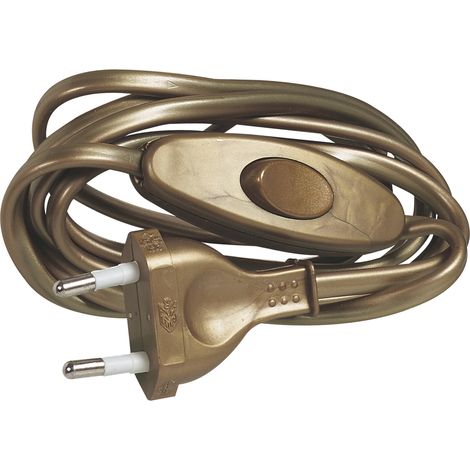Legrand - Cordon pré-équipé pour lampe avec fiche mâle et interrupteur 2A - Vieil Or