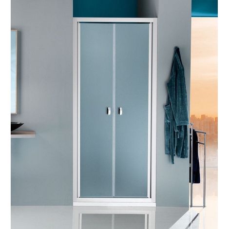 Samo - Porte de douche abattant Saloon 78 - 84 cm profilés chromé brillant verre transparent - EUROPA