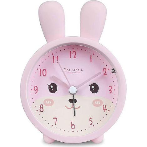Réveil silencieux pour filles, motif lapin, avec lumière, idéal pour les écolières. (1/5)