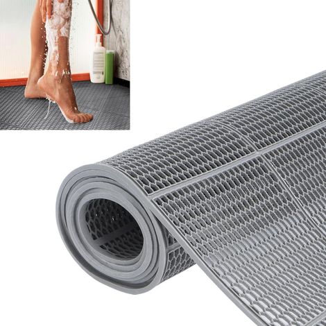 Tapis de sol antidérapant de 4 mm d'épaisseur, antidérapant, commercial, 90 x 300 cm, en PVC gris, rectangulaire, pour cuisine, piscine, douche, sauna, extérieur (1/5)