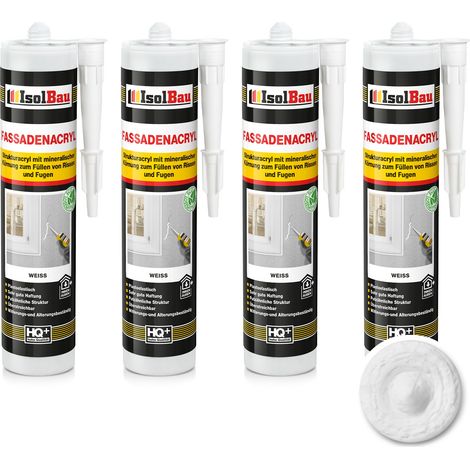 IsolBau Peinture acrylique blanche pour façade Fassadenacryl 4 x 300 ml