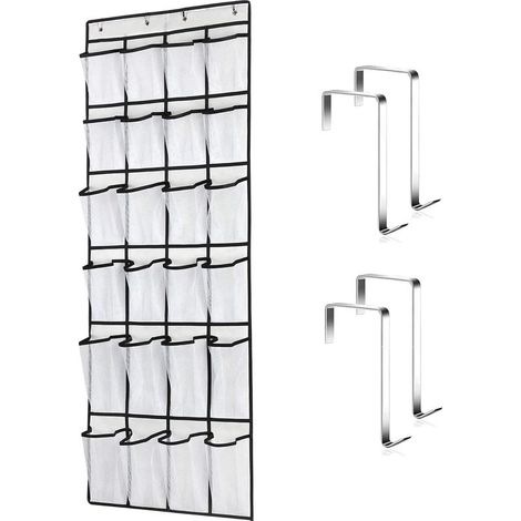 Range shoes to hang on the door, Pocket of Storage Suspended for Shoes, Shoes Organizer, Storage of Shoes for bedroom, bathroom (24 Poches-Blanc) (1/5)