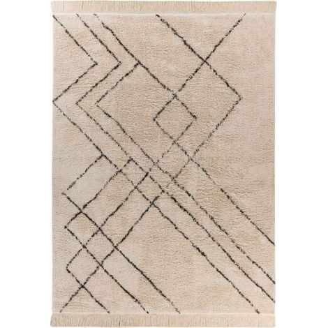 Tapis Tufté à la Main Ethnique "Mylen VI" Beige & Noir 120 x 170 cm (1/5)