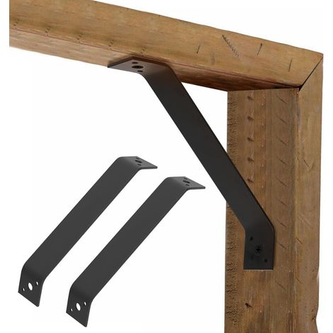 2 Pièces Connecteur Angle 135 Degrés, Equerre Metal Perforées, Support de Montage Coudé à 135 °, Equerre de Fixation de 45 Degrés Interne Affleurant - 185x40x38x3mm, Noir