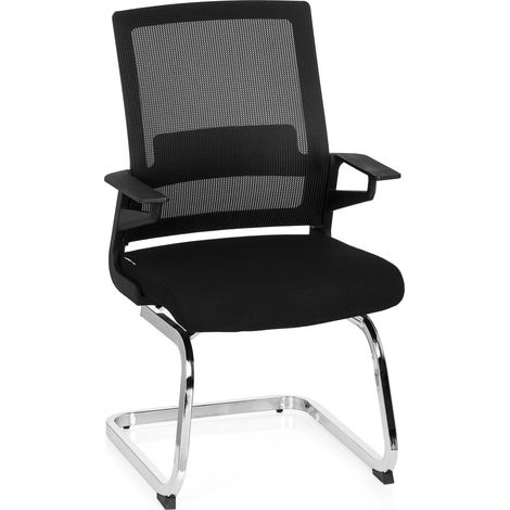 Konferenzstuhl / Freischwinger / Stuhl INVENTOR V Stoff schwarz hjh OFFICE (1/5)