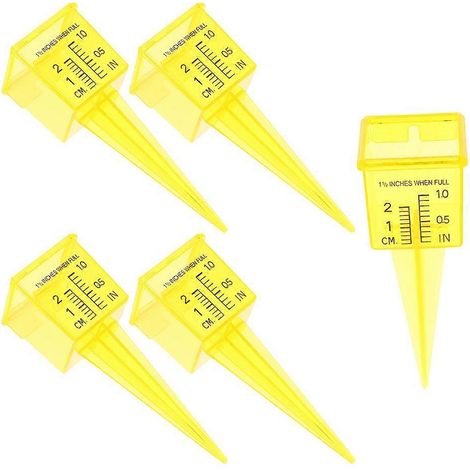Pluviomètre jaune pour arroseur de jardin, surveillance précise de l'arrosage, lot de 5-AquaForge (1/5)