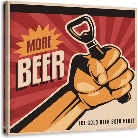 Tableau sur toile Panneau rétro Bière 40x40 (1/5)