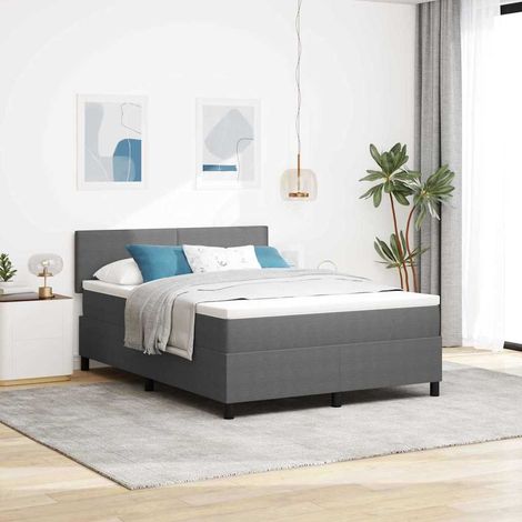 LED Boxspringbett Hellgrau und Weiß 140 x 190 cm Cordstoff