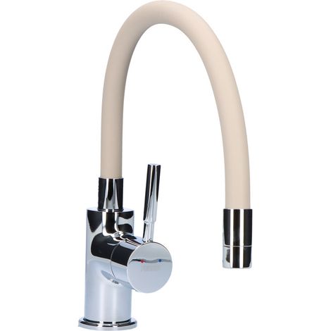Grifo de cocina Zumba, caño flexible beige, cromado (1/2)