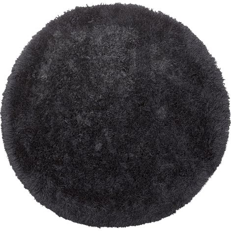 Tappeto pelo lungo ø 140 cm Nero Cide