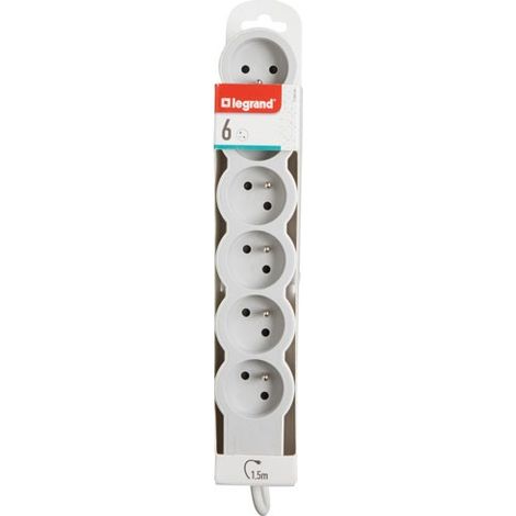 Legrand Steckdosenleiste weiß und grau 6 Anschlüsse 3680W extra-flach Design