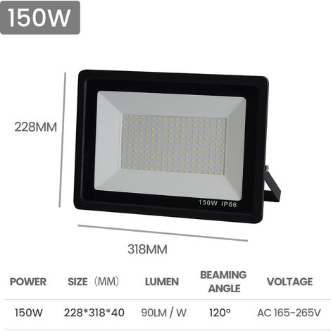 Projecteur LED 120° 10W - 200W Full W Projecteur étanche haute luminosité éclairage extérieur IP65 éclairage de sécurité extéL107 (1/5)
