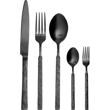 Cutlery Set Black Stainless Steel 30 Pieces for Every Occasion Knife Spoon Fork Teaspoon Cake Fork Modern Design BIGOLI (1/5)