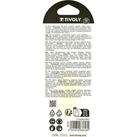 Tivoly • Set 4 Tagliabiscotti 100% Metallo Zigrinato, Ø 2-3-4-5mm