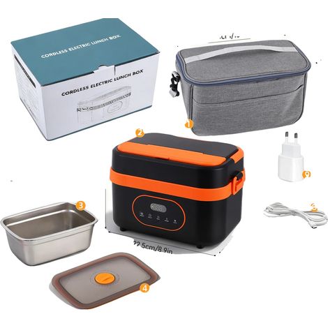 Portapranzo elettrico, capacità 1500 ml, design senza fili, arancione (1/2)
