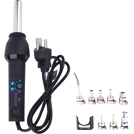 Pistolet à air chaud numérique avec écran, 8 buses et support, 110V US, décapeur thermique portatif pour bricolage (1/5)