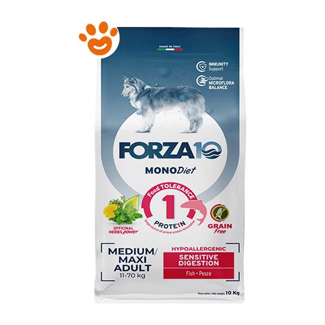 Forza10 Dog Monodiet Medium/Maxi Adult Sensistive Digestion Pesce  - Forza10 Dog Monodiet Medium/Maxi Adult Sensistive Digestion Pesce - Sacco Da 10 Kg