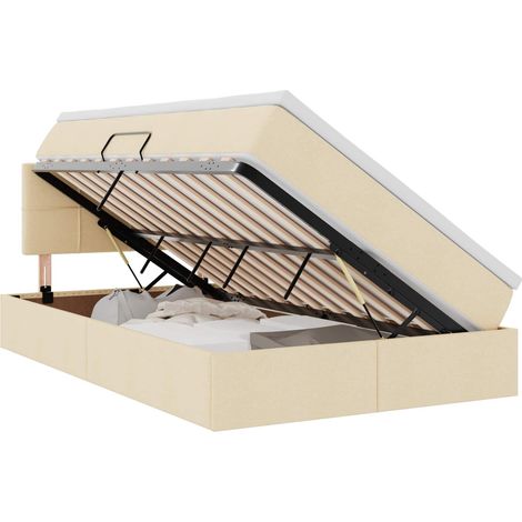 Aufbewahrungsbett mit Matratze Creme 120 x 190 cm Holzwerkstoff vidaXL