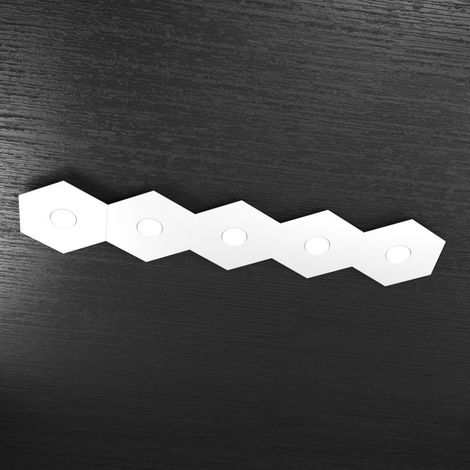 Plafoniera Moderna Hexagon Metallo Bianco 5 Luci Led 12X5W (1/5)