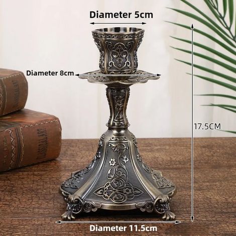 Bougeoir vintage en métal (noir, à tête courte), style nordique élégant, bougeoir décoratif