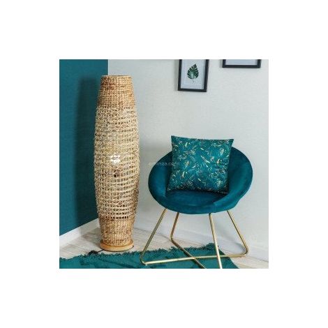 Les Tendances – Lampadaire trépied en métal et papier tressé – Hauteur 118 cm – Design bohème pour intérieur chaleureux – Douille E27