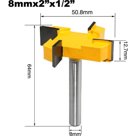 Fraise CNC monobloc, adaptée aux planches sacrificielles, diamètre de tige de 8 mm, diamètre de 2 pouces, peut être utilisée comme fraise à plancher, fraise à bois, raboteuse et autres outils de trav