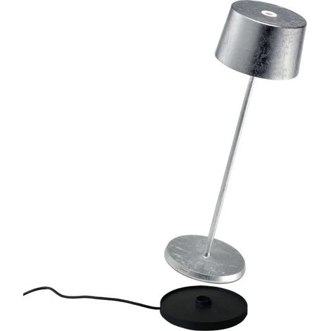 Lampada a led da tavolo Olivia Pro Foglia Argento ricaricabile e dimmerabile