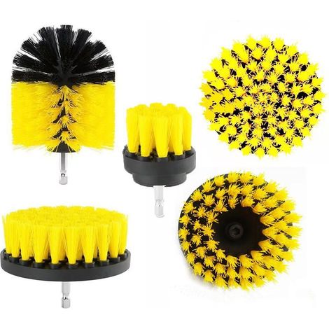 5 pièces Brosse Perceuse, Outil de Brosse Perceuse Nettoyage Kit, Drill Brush pour Surfaces de Salle de Bain, Sol, Baignoire Carreaux et Voiture (1/5)