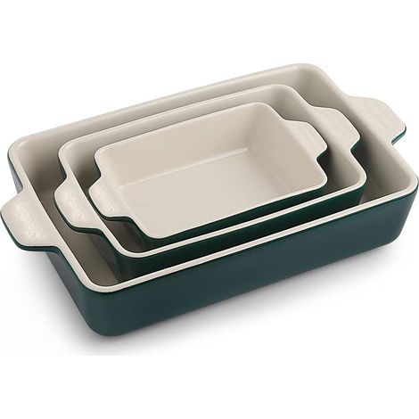 Ensemble de four en céramique, lasagnes grillées rectangulaires pour la cuisson, la cuisine, les dîners de gâteaux, les banquets et l'utilisation quotidienne,30 x 20 x 7 cm (Jade) (1/5)