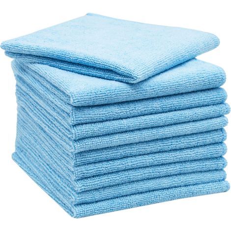 Set of 10 Microfiber Cloths, 32x32 cm, Blue, Lint-Free, for Windows and Kitchen (1/5)