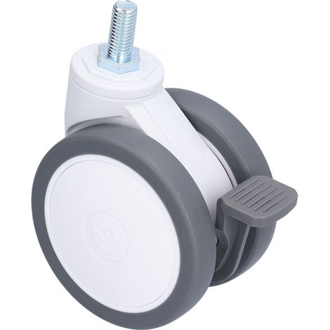 Roulettes pivotantes universelles robustes en TPR, silencieuses et avec frein, filetage M12, 10 cm (4 pouces). (1/5)