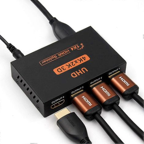 Répartiteur HDMI 1x4, 1 entrée et 4 sorties, 4 ports, SP104, prend en charge la 4Kx2K@30Hz 3D Full HD 1080P, compatible avec PS4, PS3, Fire Stick, téléviseurs, téléviseurs HD, moniteurs d'ordinateur e (1/5)