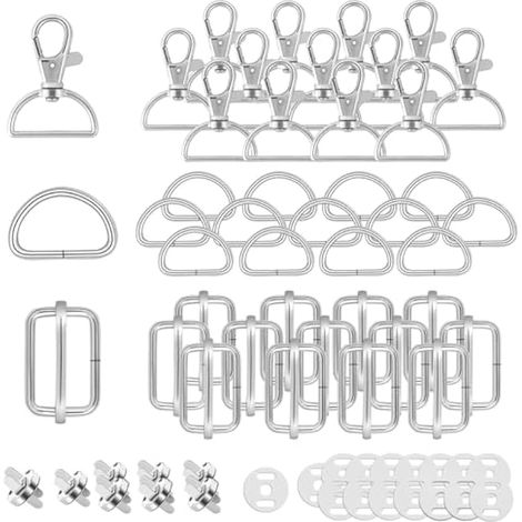 Mousqueton sac a Main 50Pcs Mercerie couture accessoire,Sangle couture Boucles sac à dos, Mousqueton Pivotant Couture,Anneau sac a main, Attache sac,Pivotant Snap Crochets avec Aimant (Argent 25MM) (1/5)